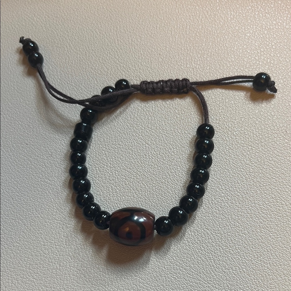 Black and Brown Kids Tie Beaded Bracelet